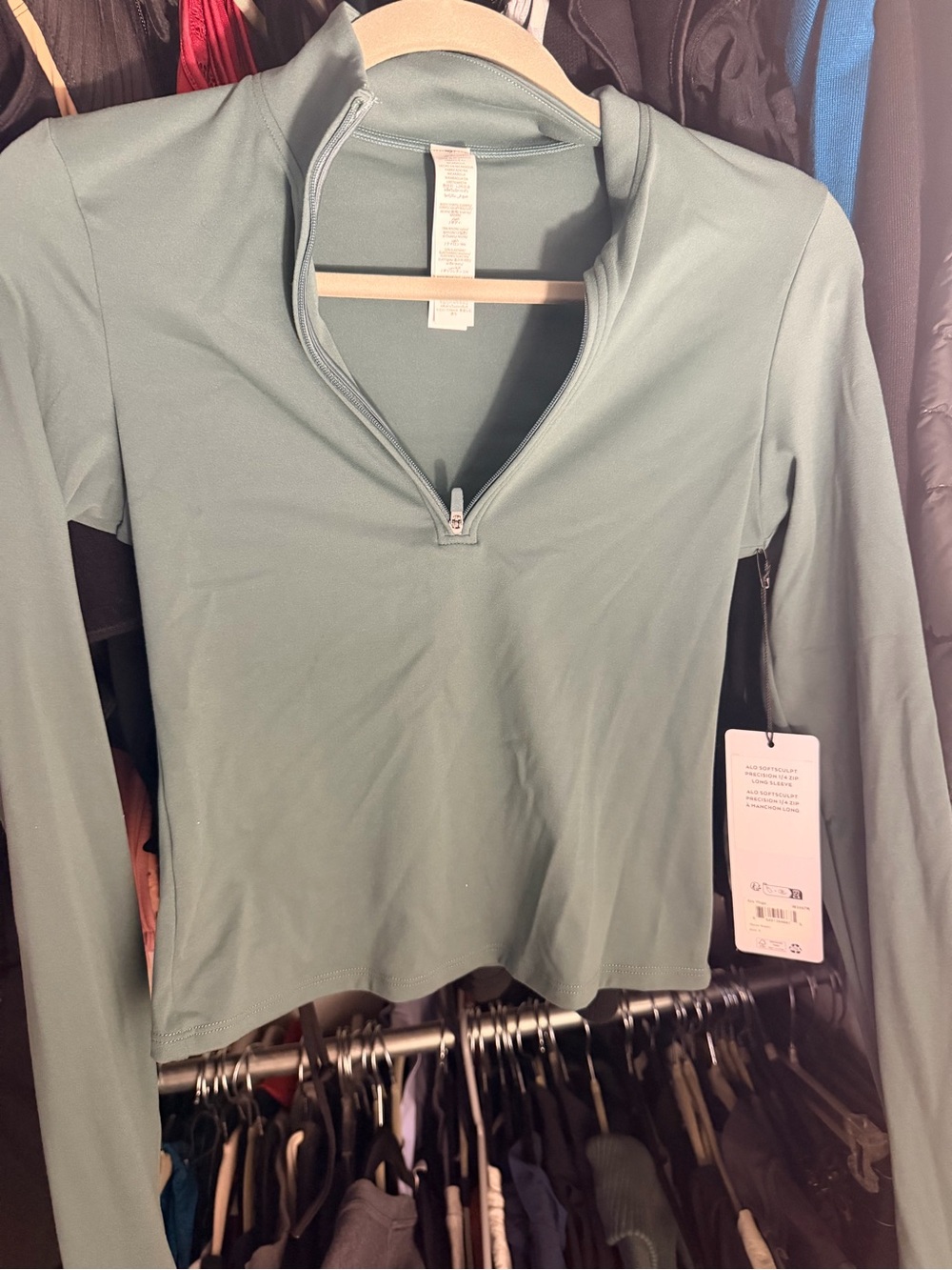 Alo Women’s Quarter-Zip Long Sleeve Top - clover green